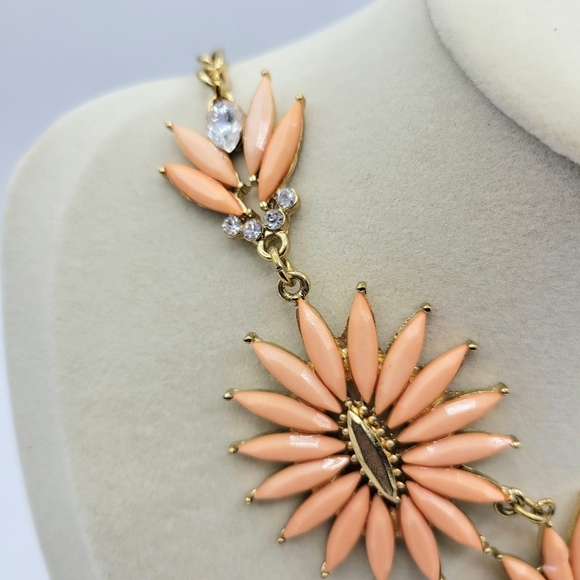 Floral Necklace in Peach and Gold w/ Extender - Picture 2 of 5